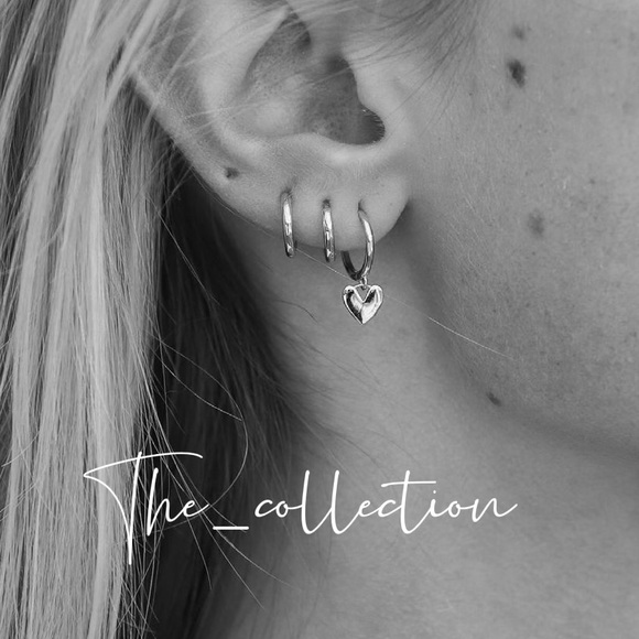 STERLING SILVER HEART EARRINGS - Picture 2 of 4